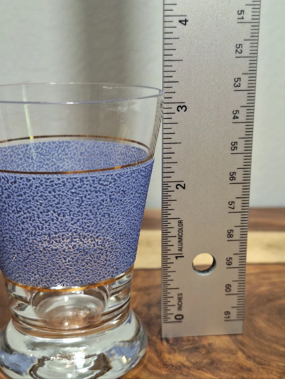 VTG MCM 50s-60s Textured Lavender Gold Trim Set Of 5 Shot Glasses Barware Tiki